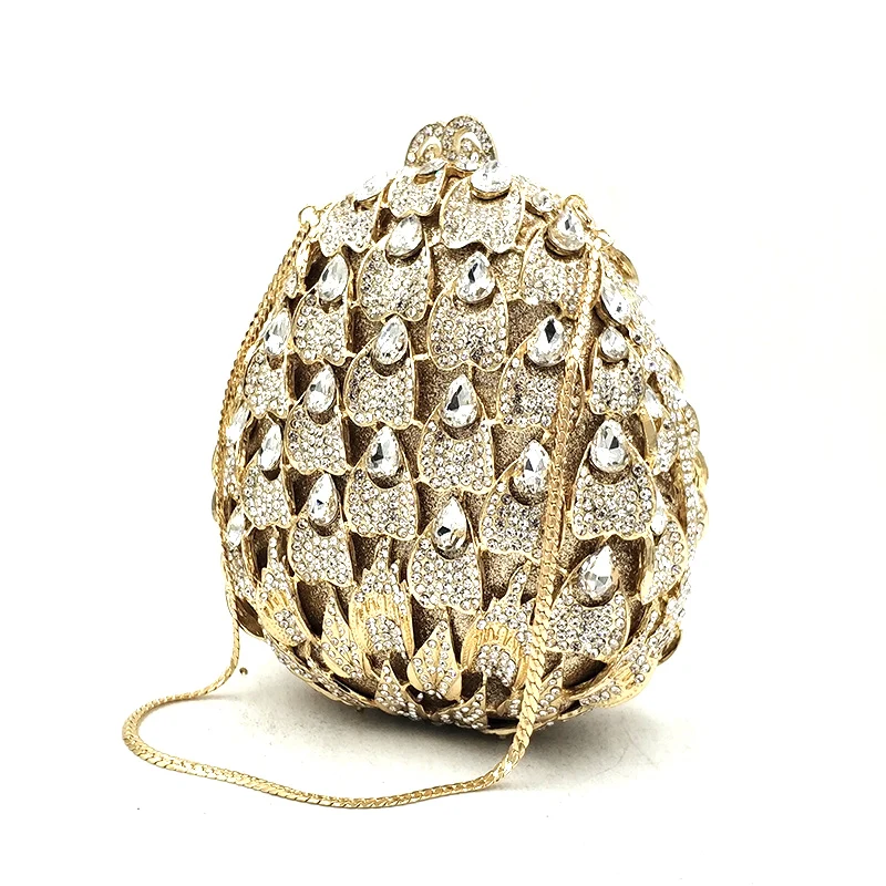 Женская свадебная вечеринка для новобрачных женская вечерняя вечеринка сумка в форме яйца роскошные клатчи из кожи павлина с бриллиантами элегантные кошельки с кристаллами