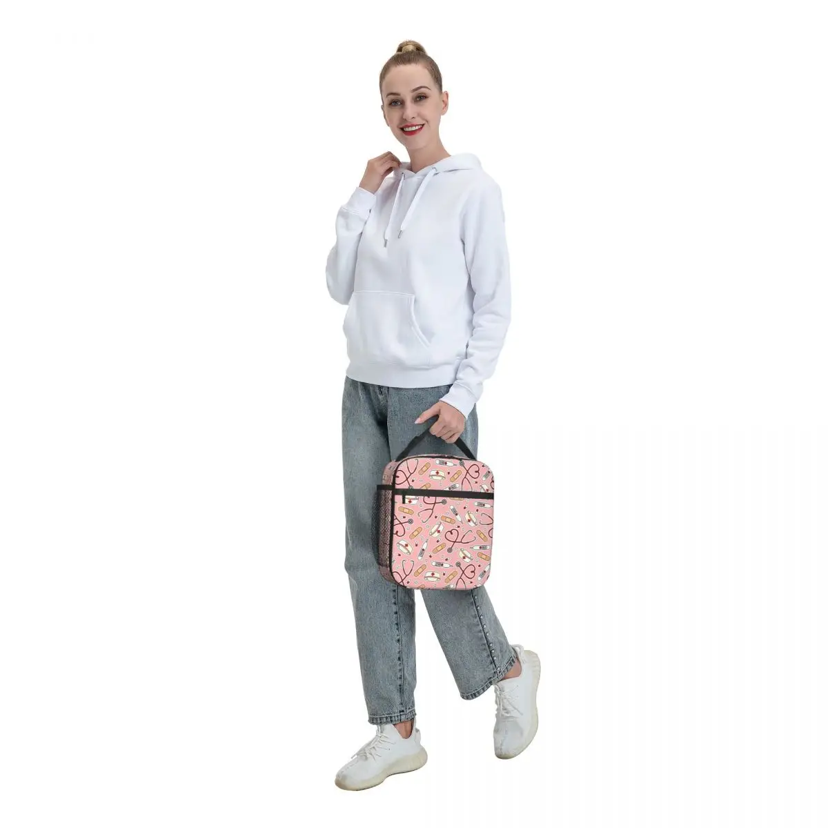 Изготовленная на Заказ Розовая Мультяшная сумка для ланча медсестры, женский кулер, теплый Изолированный ланч-бокс для детей, школьников