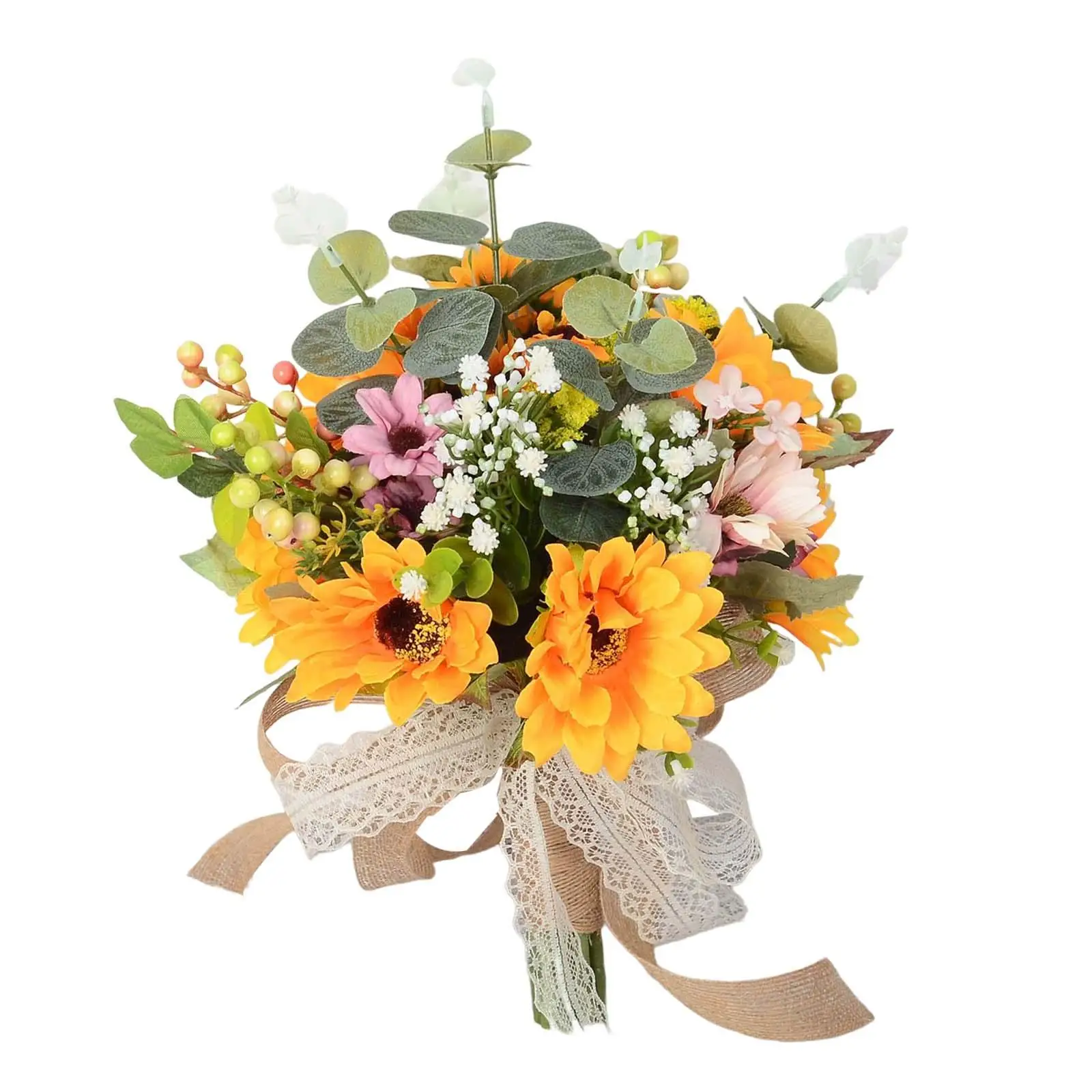 Искусственный Цветок, Связанный Вручную Лентой, букет солнечных цветов для Домашнего Декора