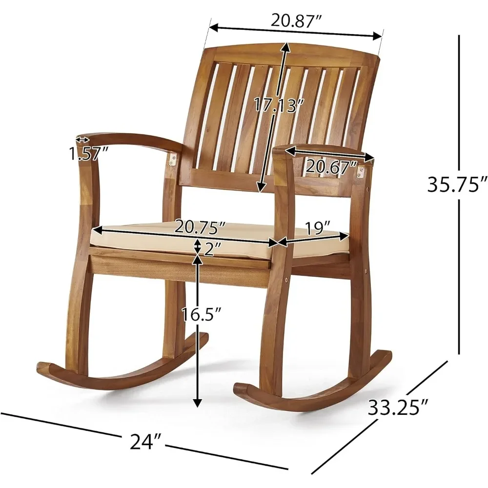 Кресла-качалки Selma Acacia с подушками, Походное кресло, Комплект из 2 предметов, Уличная мебель с отделкой из тикового дерева, Бесплатная перевозка