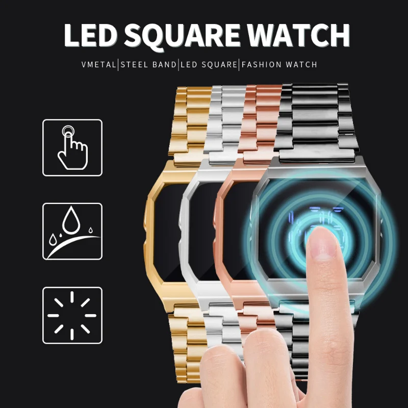 Модные цифровые часы для мужчин, Многофункциональный светодиодный дисплей, водонепроницаемые часы из нержавеющей стали, деловые электронные наручные часы