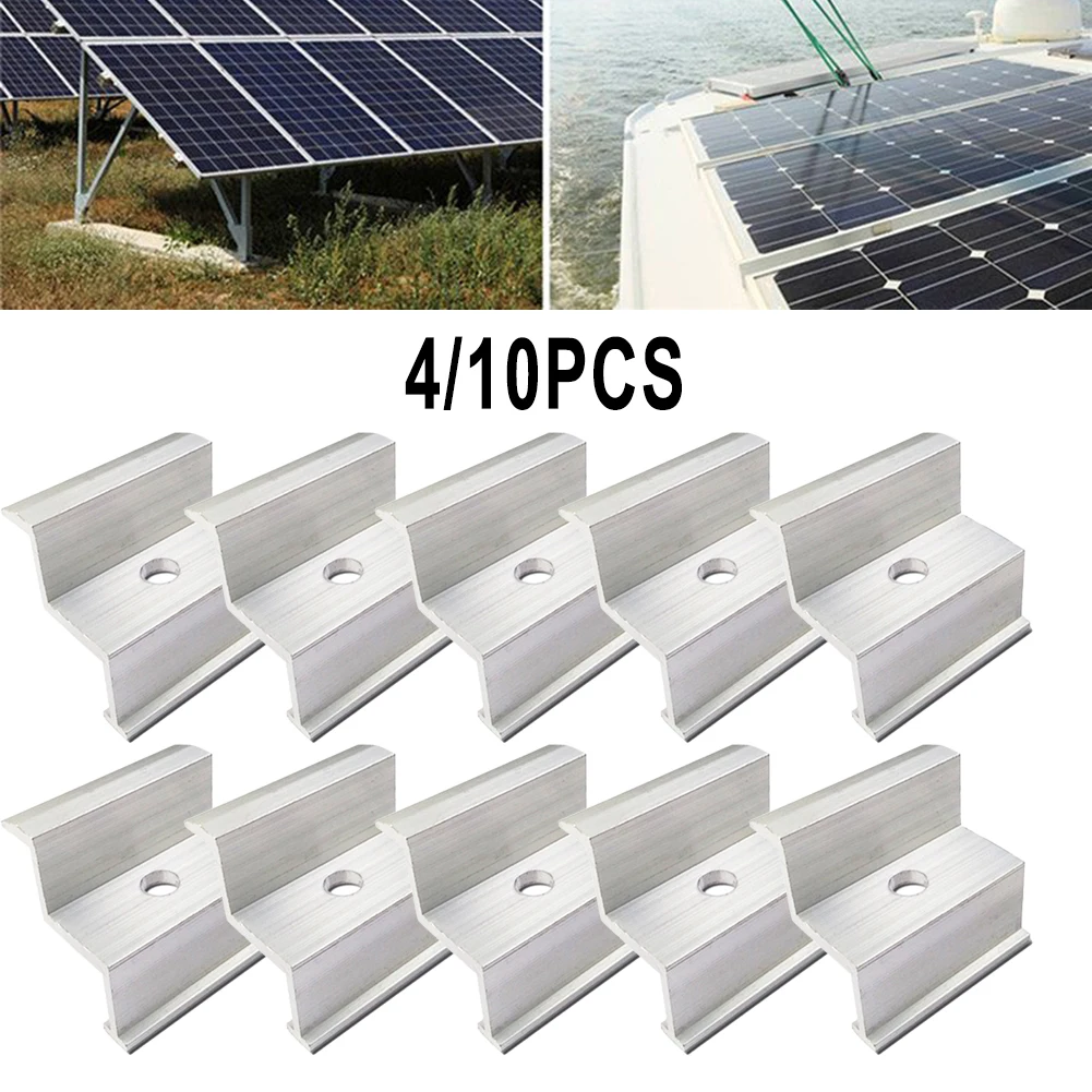 Модуль с зажимом для фотоэлектрических солнечных батарей Серебро 4/10 шт. Кронштейн солнечной панели из алюминиевого сплава длиной 60 мм Высокого качества
