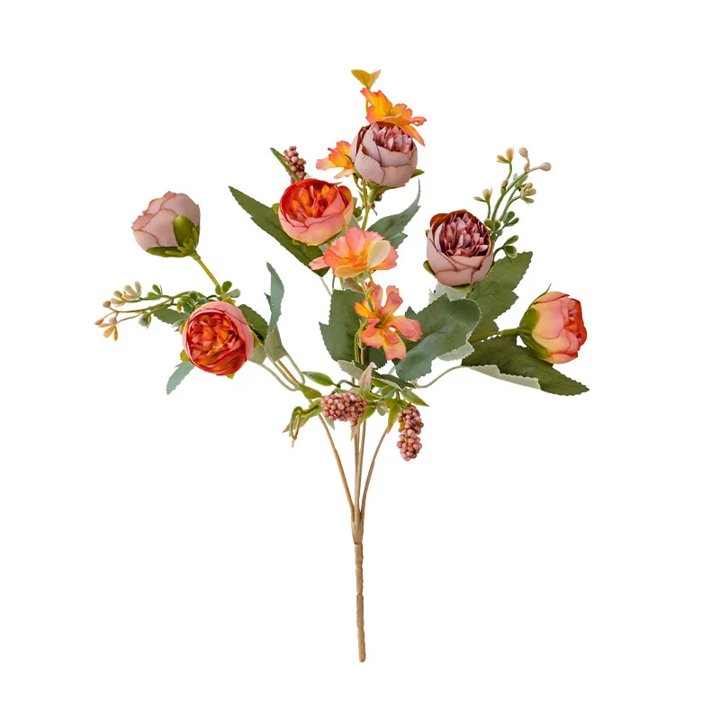 поддельные розы искусственные цветы высококачественный букет из листьев гортензии гипсофилы аксессуары для рождественского домашнего свадебного украшения