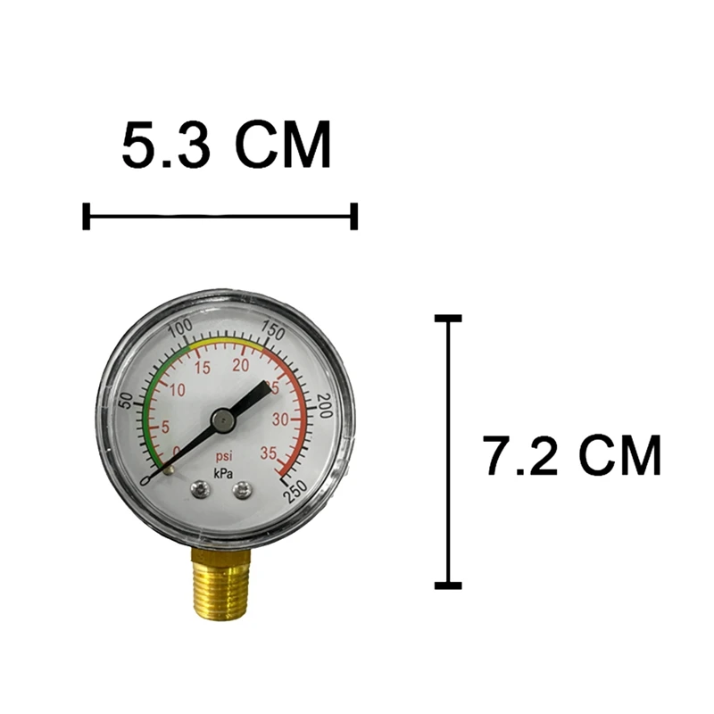 Профессиональный манометр давления воды в спа-фильтре для бассейна Mini 0-60 фунтов на квадратный дюйм с нижним креплением для замены 1/4-дюймовой трубной резьбы для бассейна