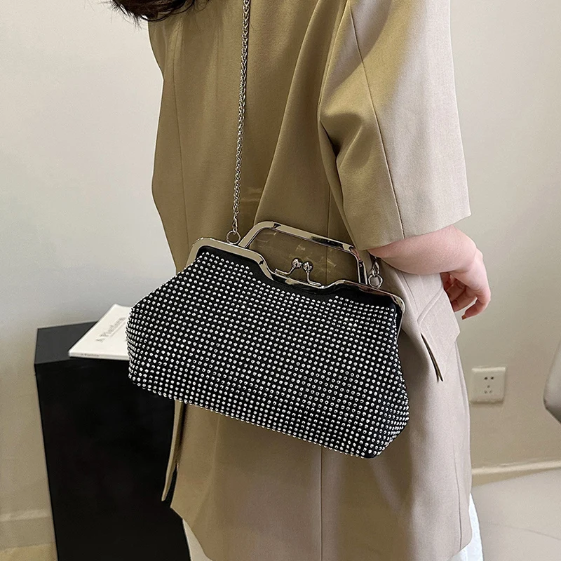Роскошная сумочка с бриллиантами, женская блестящая вечерняя сумочка со стразами, сумка на цепочке через плечо для женской косметики, клатч XA756H
