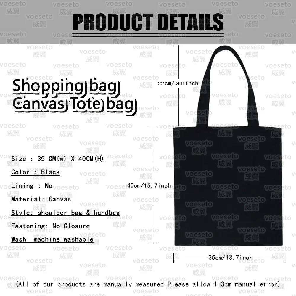 Серия White Letter, черные холщовые сумки-тоут, складные хозяйственные сумки для продуктов, большая вместимость для дам, экологичная тканевая сумка