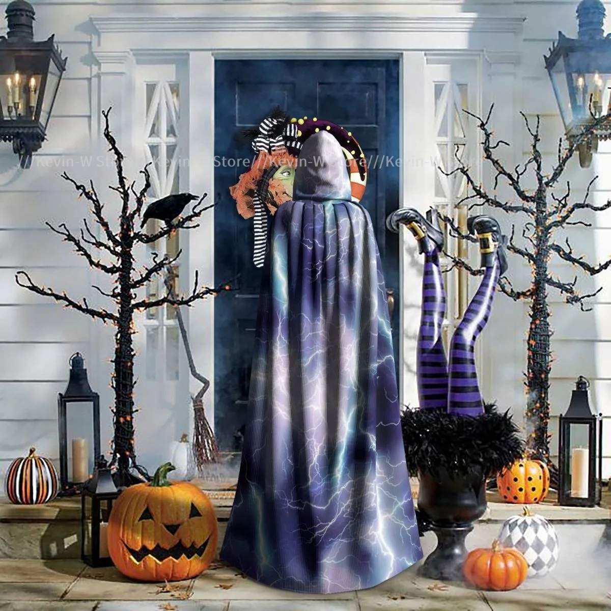 Штормовые вилки Lightning Плащ с капюшоном из полиэстера Унисекс, Аксессуар для костюма Ведьмы